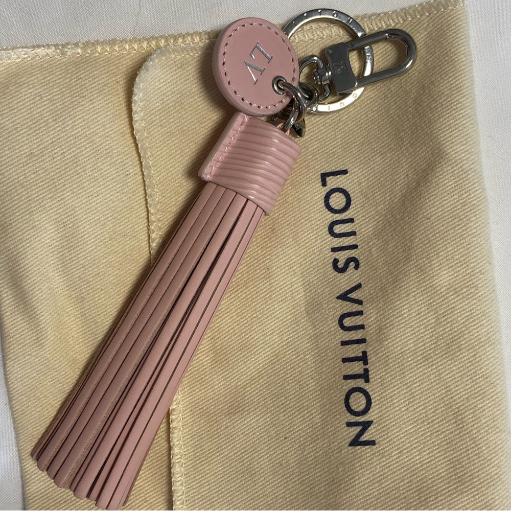 Louis Vuitton Pink Tassel Rose Ballerine Bag Charm Key Chain Silver Hardware Epi